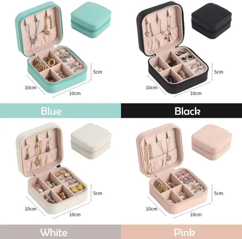 Vista 5 de Cajas de joyería personalizadas con nombre para niñas y mujeres, estuche de joyería de viaje personalizado con tapa, caja organizadora de joyas