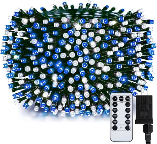 Vista 12 de Minetom Luces LED para árbol de Navidad de 50 pies, 1000 luces LED para exteriores, cuerda de petardos para exteriores, 12 modos, temporizador