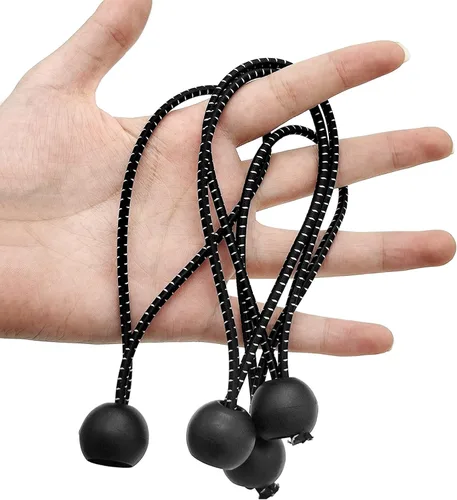 Vista 6 de Paquete de 50 cuerdas elásticas de 6 pulgadas, bolas elásticas, cuerdas elásticas con bolas, lazos elásticos para camping, tiendas de campaña, lona