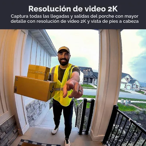 Vista 4 de WYZE Cámara de timbre con cable v2 (se requiere cableado de timbre existente), timbre de video de seguridad 2K, visión nocturna a color, audio de 2