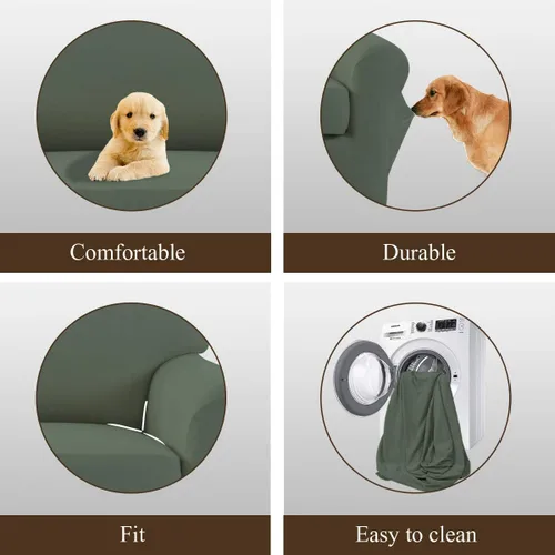 Vista 5 de Easy-Going Funda de Sofá Elástica de Microfibra de 2 Piezas – Cubierta de Sofá Suave Ajustada de Spandex, Protector de Muebles Lavable con Parte
