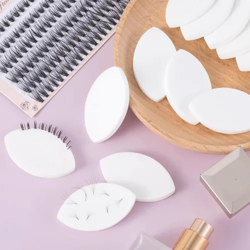 Vista 4 de OIIKI Esponja de práctica en forma de ojo – 10 esponjas de ejercicio de pestañas para principiantes – Suministros para extensiones de pestañas