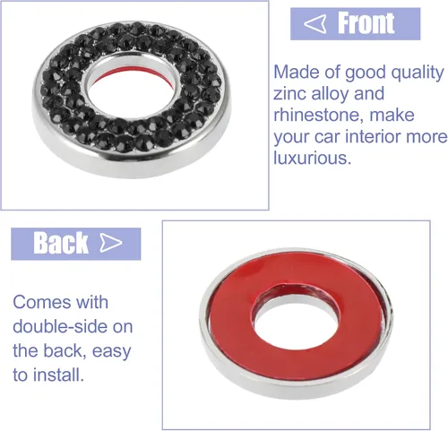 Vista 4 de X AUTOHAUX 4 calcomanías negras brillantes para cerradura de puerta de automóvil, cubiertas de perno de barra, accesorios de decoración