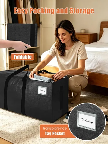 Vista 3 de SWEET DOLPHIN Paquete de 8 bolsas de mudanza resistentes de 200 libras con asas envolventes, bolsas de almacenamiento extra grandes para ahorrar