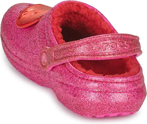 Vista 6 de Crocs Zueco de corazón con purpurina rosa con forro clásico unisex para adultos