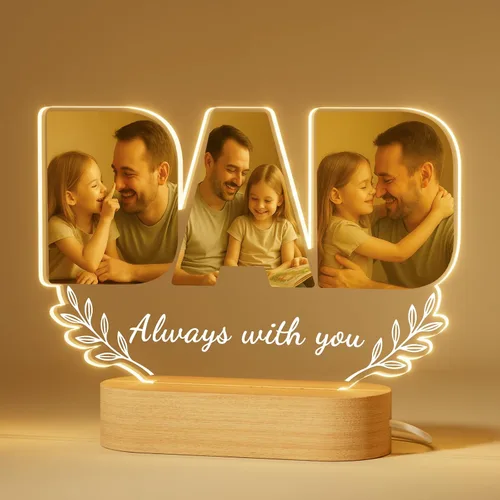 Vista 10 de iDIY Regalos personalizados para el día del padre, sable de luz nocturna 3D con nombre personalizado, lámpara de letrero con texto en inglés "I Am