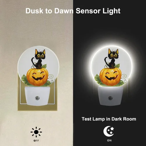 Vista 2 de LEDLAMP3016 - Luz nocturna enchufable para Acción de Gracias, cosecha, gato, gato, divertido, calabaza, enchufable, luz nocturna de Multicolor35