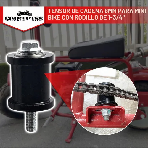 Vista 2 de Tensor de Cadena de Bicicleta Mini de 8 mm con Rodillo de 1-3/4" adecuado para Coleman CT100U CC100X, Baja Doodlebug DB30, Motovox MBX10/MBX11 Negro