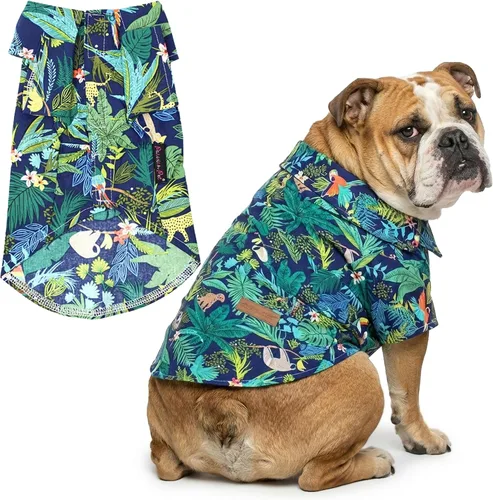 Vista 26 de Parisian Pet Camisa para perro de Amazonia - Ropa de algodón para perros pequeños - Elegante traje tropical para perros - Ropa ligera y suave