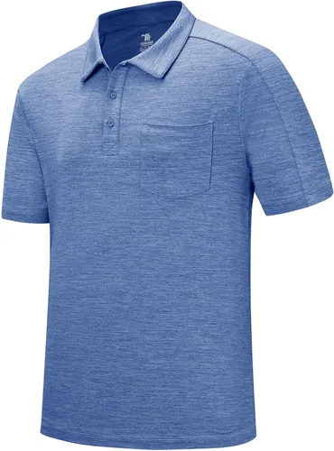 Vista 49 de Rdruko Camisas polo para hombre de manga corta, secado rápido, para golf y deportes al aire libre con bolsillo 01 Negro