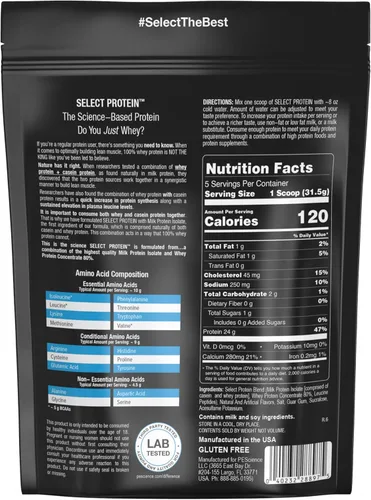 Vista 6 de PEScience Select Protein Powder, mezcla de suero y caseína, proteína limpia en polvo para mujeres y hombres, baja en calorías, baja