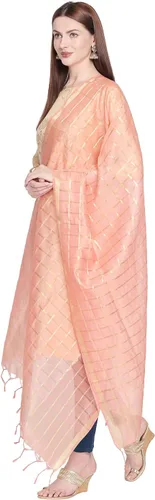 Vista 2 de DUPATTA BAZAAR Dupatta de seda mezclada a cuadros para mujer.