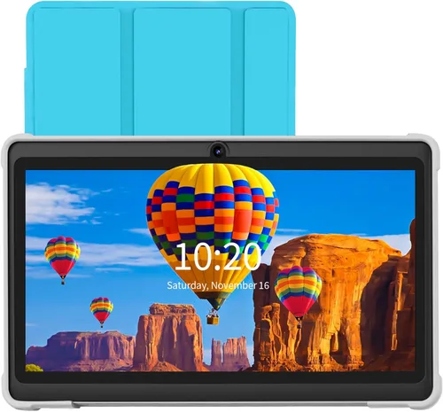 Vista 10 de Tablet de 7 pulgadas, sistema operativo Android 13 Quad Core, 32GB ROM, WiFi, Bluetooth, cámara dual, PC Tablet USB C, pantalla táctil de 7 Negro