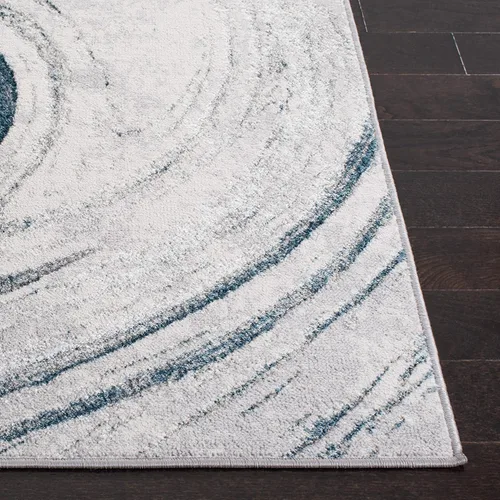 Vista 3 de SAFAVIEH Orchard Collection - Alfombra decorativa de 4 pies 5 pulgadas x 6 pies 5 pulgadas, gris y azul, diseño abstracto moderno, no desprende