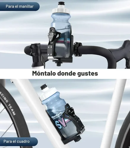 Vista 6 de MoKo Soporte para botella de agua para bicicleta, jaula ajustable para botella de agua de 1.9-3.6 pulgadas de diámetro, para manillar y marco, Negro