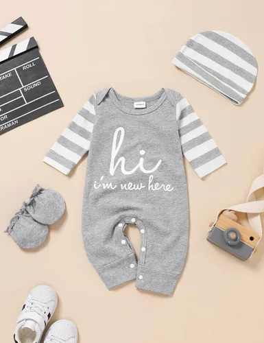 Vista 2 de Mameluco de bebé recién nacido con estampado de alfabeto, traje de una pieza