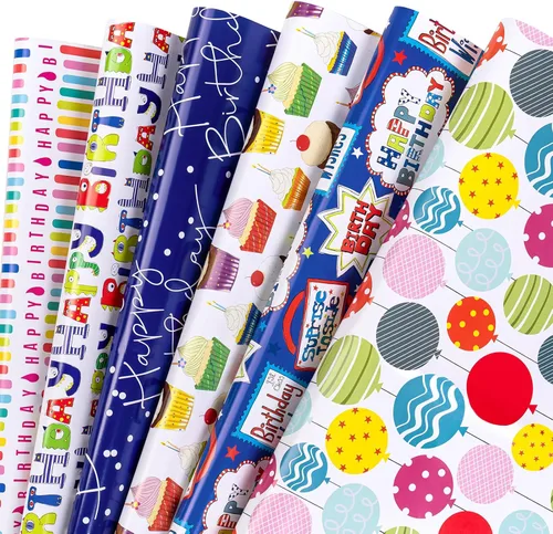 Vista 18 de WRAPAHOLIC Hoja de papel de regalo, 12 hojas con bonito diseño de animales para cumpleaños, vacaciones, fiestas, baby shower, 17.5 x 39.3 pulgadas
