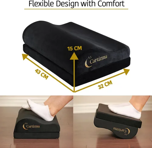 Vista 3 de Reposapiés para debajo del escritorio en el trabajo, reposapiés ergonómico para aliviar el dolor con fundas lavables, reposapiés antideslizante