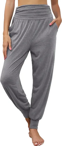 Vista 2 de Locoowai Paquete de 2 pantalones deportivos de yoga para mujer, cómodos pantalones deportivos con bolsillos, casuales, holgados, cómodos, de cintura