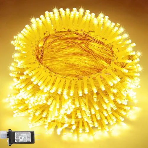 Vista 10 de JOYIN 200 luces LED de Navidad multicolor, 8 modos de luces de árbol de Navidad enchufables, luces parpadeantes de hadas conectables de 66 pies