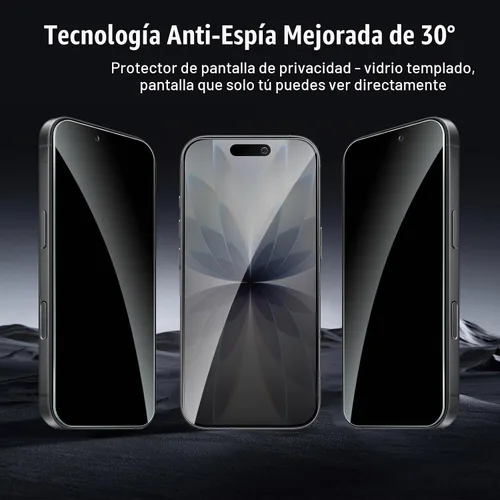 Vista 3 de Paquete de 2+2 protectores de pantalla de privacidad para iPhone 17 con protector de lente de cámara, película de protección de vidrio templado