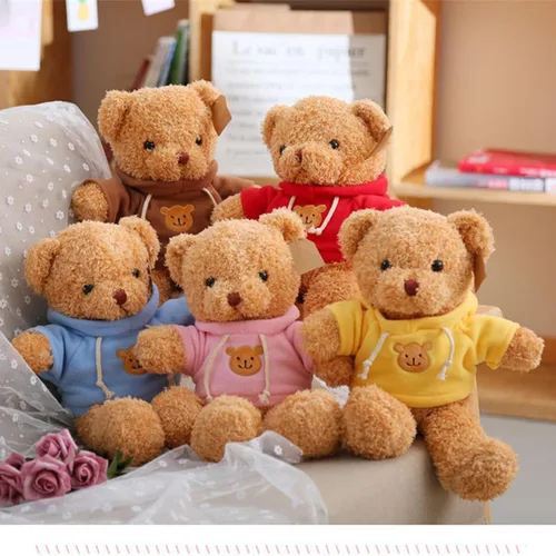 Vista 7 de Oso de peluche de 11.8 pulgadas, animales de peluche suaves, lindo muñeco de oso de peluche para niños y niñas (azul)