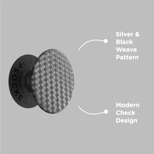 Vista 5 de PopSockets Agarre adhesivo para teléfono, soporte - tejido de carbonita