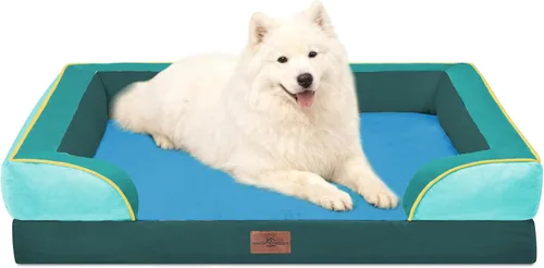 Vista 200 de Comfort Expression - Cama ortopédica para perros medianos, 28 x 19 pulgadas, cama impermeable y de apoyo de espuma con cojines removibles, sofá
