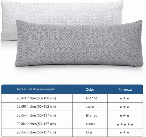 Vista 3 de Rainmr Almohada de Espuma Viscoelástica Gruesa para el Cuerpo - Almohada Completa para Dormir de Lado - con Funda de Almohada de Enfriamiento Gris