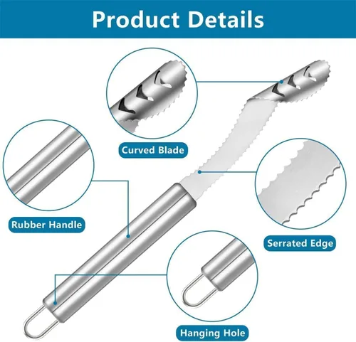 Vista 5 de Removedor de semillas de pimienta con paño de limpieza, removedor de semillas de frutas de acero inoxidable 304 con dientes dentados, herramienta