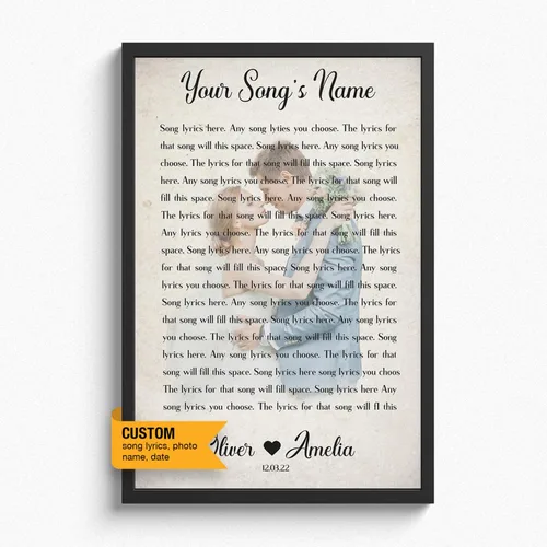 Vista 21 de Letras de canciones personalizadas para pared, lienzo impreso con tu foto, texto, poema, letra. Personaliza el retrato, para esposa, novia, día de 3