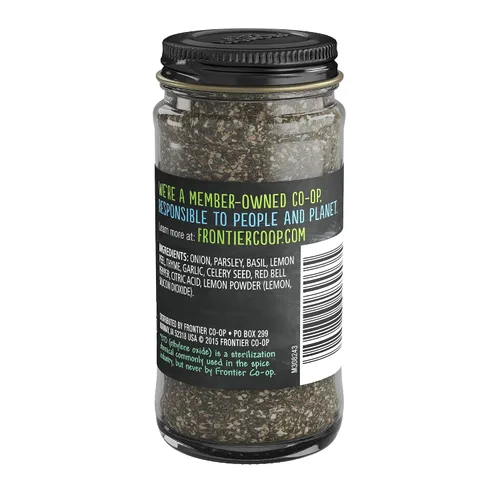Vista 3 de Frontier Co-op Condimento multiusos, cebolla, perejil, albahaca, cáscara de limón, tomillo, ajo y otras especias aromáticas, sin sal, Kosher 1.2