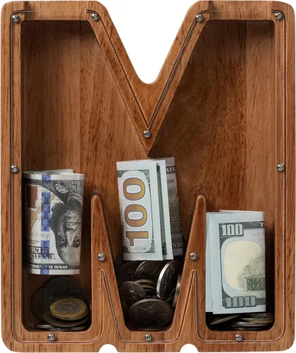Vista 110 de Alcancía para niños y niñas, alcancía de madera con letra grande del alfabeto con inicial A, banco de monedas, regalos divertidos para cumpleaños