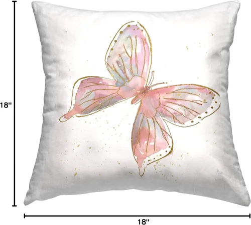 Vista 8 de Stupell Industries Nan Throw Pillow, diseño de mariposa monarca rosa, 18 x 18 pulgadas Indoor Pillow, Made in USA - By Nan