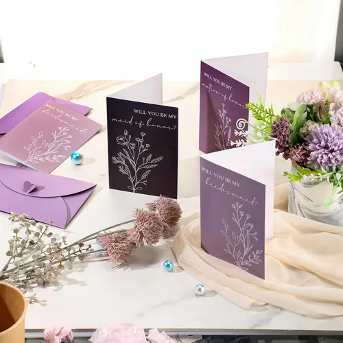 Vista 6 de Spakon 16 piezas de tarjetas "¿Serás mi dama de honor?" con sobres, estilo acuarela, floral, propuesta nupcial, dama de honor, matrona de honor