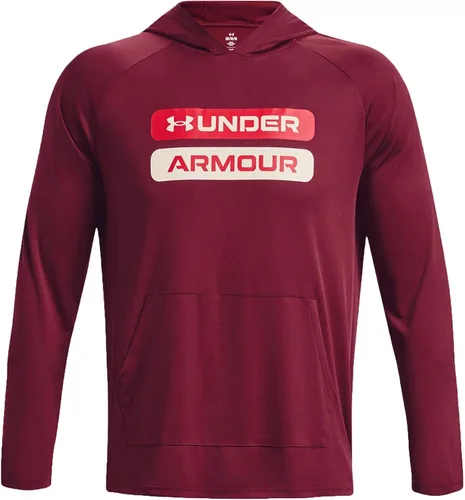 Vista 4 de Under Armour Sudadera con capucha de manga larga Velocity Wordmark para hombre, Liga RojoRojo-626