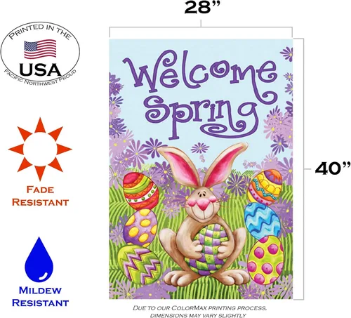 Vista 3 de Toland Home Garden 101174 - Bandera de Pascua de primavera de bienvenida de 28 x 40 pulgadas, bandera de jardín de Pascua de doble cara para casa al