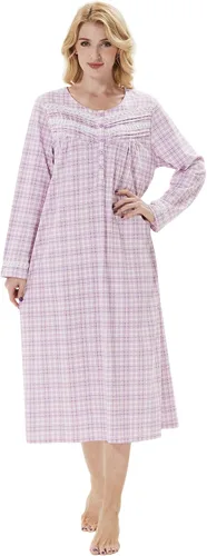 Vista 16 de Keyocean Camisones para mujer, suaves 100% algodón, cómodos camisones de manga larga para dormir para mamá Danderlion Azul