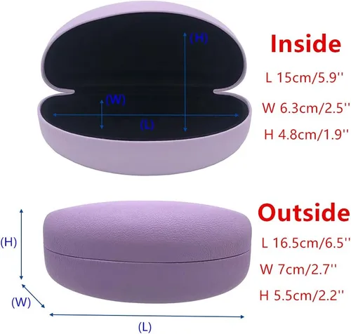 Vista 3 de Paquete de 2 fundas de lentes de sol grandes y rígidas, funda protectora para lentes de sol y lentes