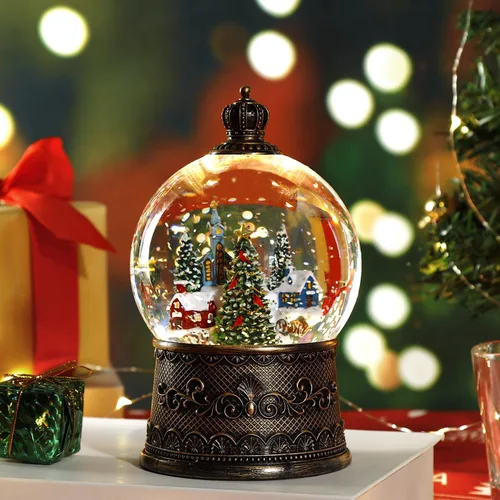 Vista 10 de Linterna de globo de nieve de Navidad, linterna de Navidad con música de 8 temas navideños, regalos de globo de nieve de Navidad con agua