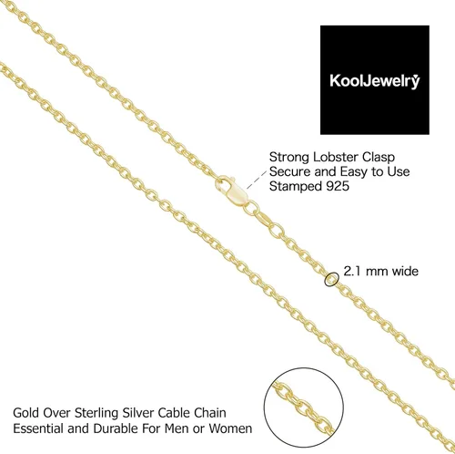 Vista 20 de Kooljewelry Collar de plata de ley u oro amarillo sobre plata de ley para mujer (0.047 in, 0.063 in o 0.083 in)