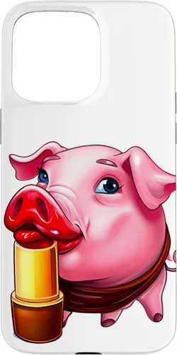 Vista 31 de Funda para iPhone 17 con lápiz labial para niñas en un cerdo