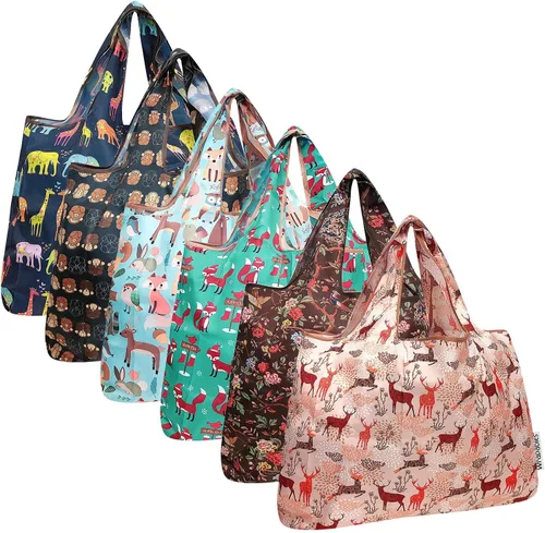 Vista 16 de allydrew Bolsas grandes plegables de nailon reutilizables para comestibles, paquete de 6