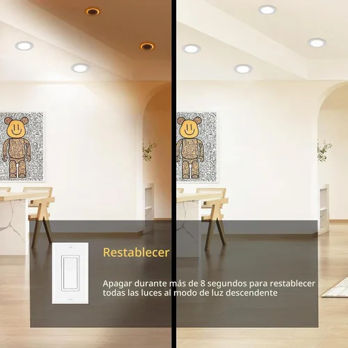 Vista 5 de CycevSun Luces LED Empotradas de 4 Pulgadas con Luz Nocturna - Downlight Wafer Ultrafino Sin Lata para Exteriores, Iluminación de Sofito, Regulable