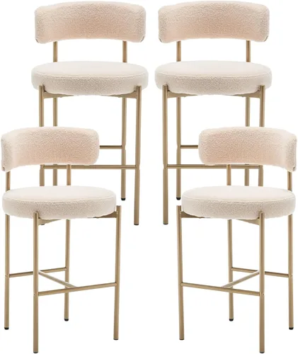 Vista 9 de Canxkun Taburetes de Bar Boucle Juego de 2, 24" Taburetes de Mostrador Modernos con Respaldos, Taburetes de Bar Tapizados para Isla de Cocina, Bar