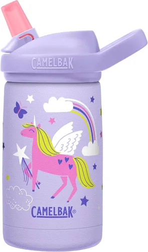 Vista 10 de CamelBak Eddy+ Kids - Botella de agua con válvula de mordida y pajita aislada de acero inoxidable, perros en bicicleta, 12 onzas