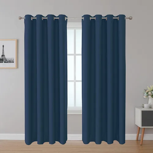Vista 19 de Inherent Fire Retardant Blackout Curtains, Grommet Top, NFPA 701 Certified Flame Resistant Drape, FR Window Curtains for Classroom, 2 Panels, Black