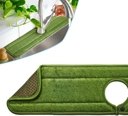 Vista 9 de The Original Ternal Sinkmat Captador de Goteo y Protector contra Salpicaduras, Tapete para Grifos de Fregaderos – Microfibra Absorbente, Protector