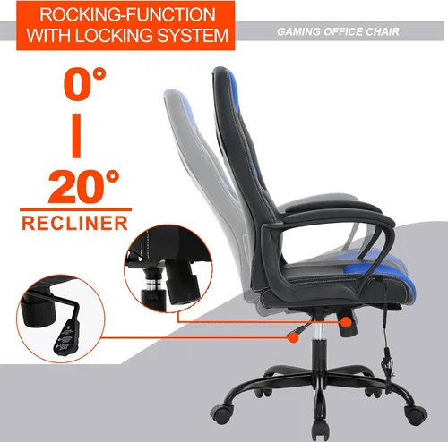 Vista 7 de Silla de oficina de masaje, silla de juegos para PC, cómoda silla de oficina ergonómica, silla de escritorio con soporte lumbar, reposacabezas