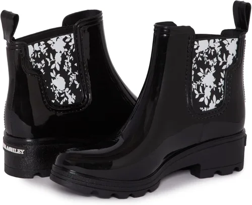 Vista 3 de Laura Ashley Botas de lluvia de goma de corte medio para mujer, botines impermeables ligeros para mujer